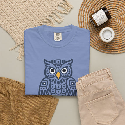 Mayan Owl T-Shirt | Warm Geometric Mesoamerican Bird Graphic Tee