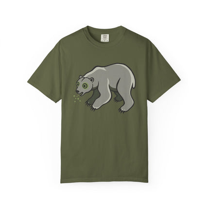 Goofy Blue Polar Bear Spitting Snow T-Shirt | Arctic Animal Tee