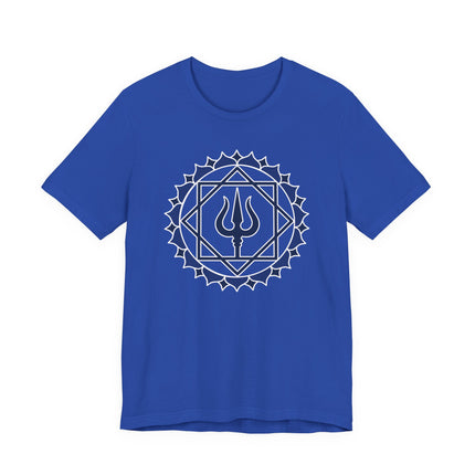 Trishula Trident T-Shirt | Gold Blue Geometric Lotus Symbol | Lotus