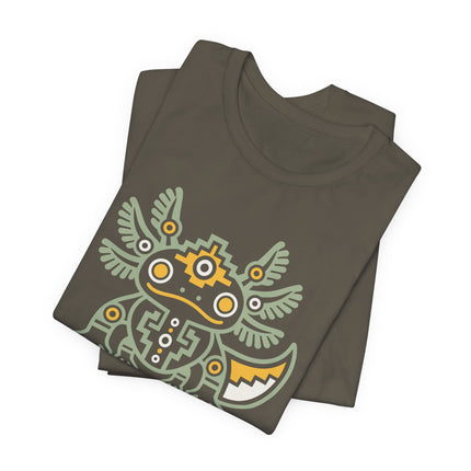 Aztec Axolotl T-Shirt | Teal and Gold Geometric Animal Design Tee