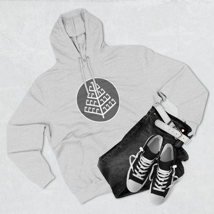 Yggdrasil World Tree graphic on a gray pullover hoodie featuring Norse mythology design.