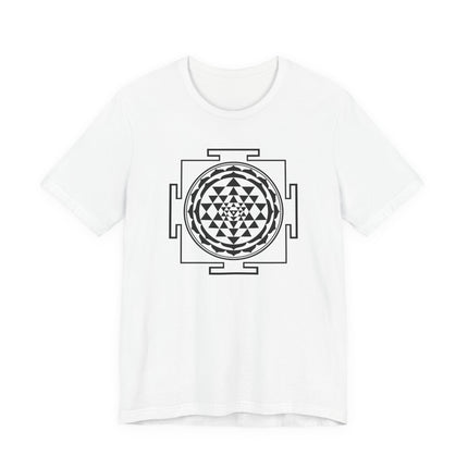 Sri Yantra sacred geometry mandala graphic tee featuring Hindu spiritual design.