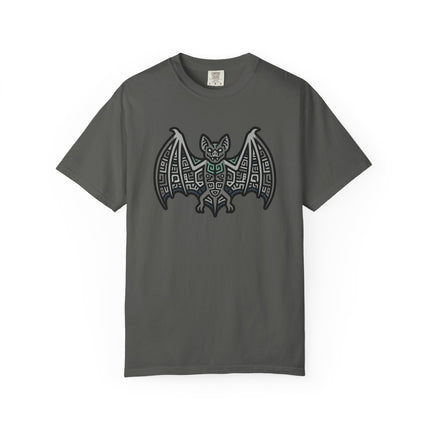 Mayan Bat Symbol T-Shirt | Tribal Geometric Blue & Indigo Graphic Tee