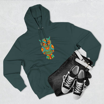 Huichol Owl Hoodie | Vibrant Mexican Tribal Folk Art Pullover Hoodie