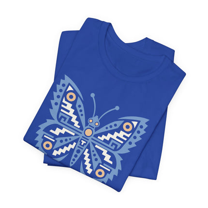 Aztec Butterfly T-Shirt | Red and Teal Geometric Wing Design Tee