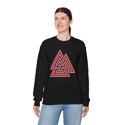 Red Valknut Norse Symbol Sweatshirt | Viking Asgard Symbol Unisex Pullover V1