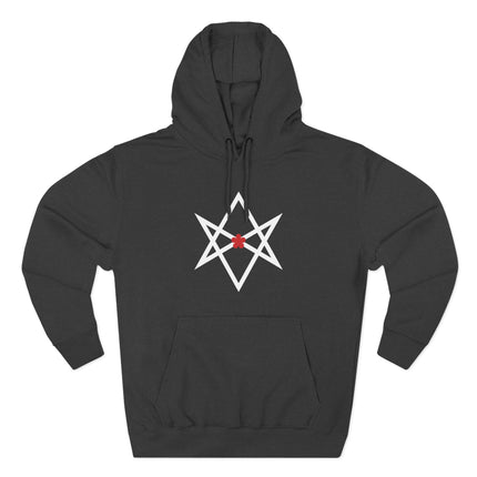 Unicursal Hexagram Hoodie | Thelemic Red Flower Unisex Pullover V2