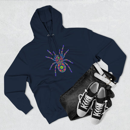 Huichol Tarantula Hoodie | Vibrant Mexican Folk Art Spider Pullover Hoodie