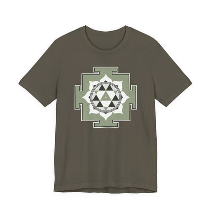 Durga Yantra sacred geometry mandala graphic tee for spiritual wear.