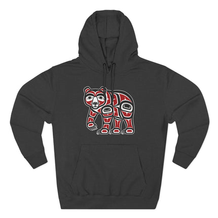 Indigenous Pacific Northwest bear formline art on a black unisex hoodie.