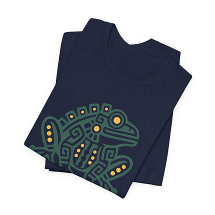 Aztec Frog T-Shirt | Green and Gold Geometric Animal Graphic Tee