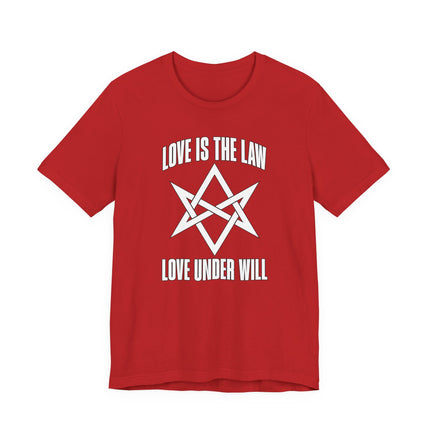 Love Is The Law Unicursal Hexagram Thelema T-Shirt | Crowley Thelema Graphic Tee V2