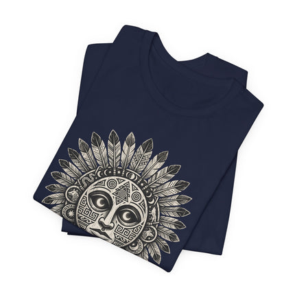 Tribal Lunar Mask Mandala Art T-Shirt | Sacred Geometry Tee
