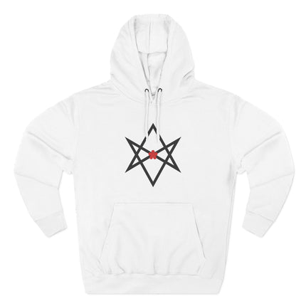 Unicursal Hexagram Hoodie | Thelemic Red Flower Unisex Pullover V2