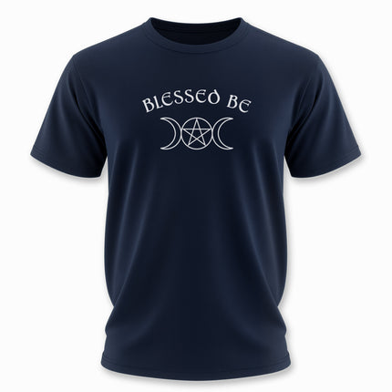 Blessed Be Text Triple Moon Pentagram Witchy T-Shirt | Unisex Tee V1