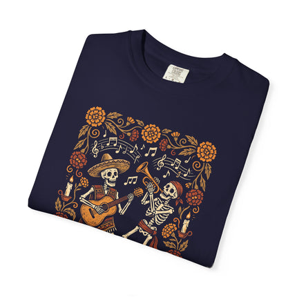 Mexican Day of the Dead T-Shirt | Dancing Skeletons and Flowers