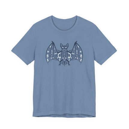 Mayan Bat T-Shirt | Teal and Gold Geometric Spread-Wing Design Tee