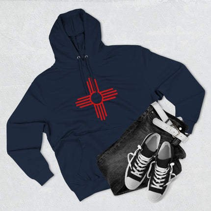 Native American Red Zia Sun Symbol Hoodie | New Mexico Unisex Pullover V3