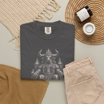 Moloch T-Shirt | Horned Throne Figure in Gothic Fantasy Art