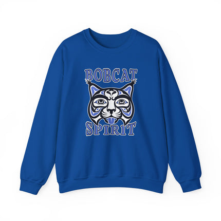 Bobcat Spirit Native American tribal art graphic printed on an indigenous pullover sweatshirt.