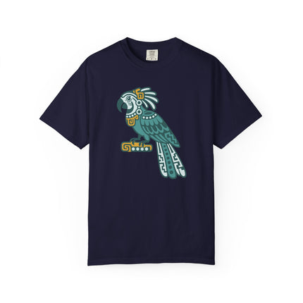 Mayan Parrot T-Shirt | Green Mesoamerican Inspired Bird Graphic