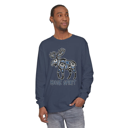 Moose Spirit Long Sleeve T-Shirt | Formline Animal Graphic Tee