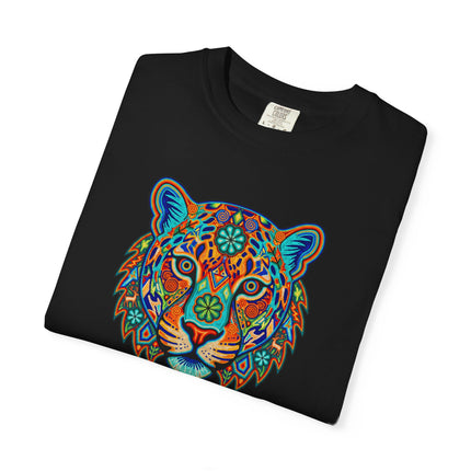 Psychedelic Huichol Jaguar Graphic T-Shirt | Colorful Mexican Art Tee