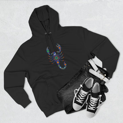 Huichol Scorpion Hoodie | Vibrant Mexican Folk Art Design Pullover Hoodie