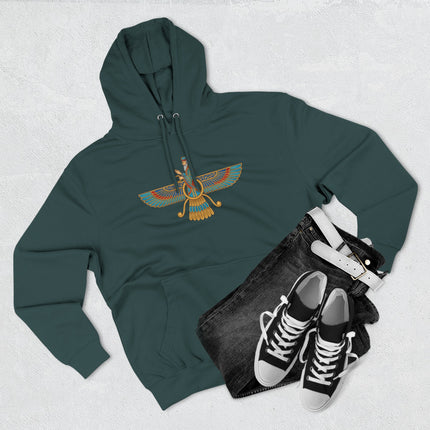 Colorful Faravahar Zoroastrian Hoodie | Ancient Persian Symbol Pullover Hoodie