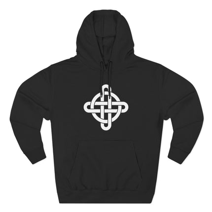 Celtic knotwork cross symbol on a black unisex hoodie.