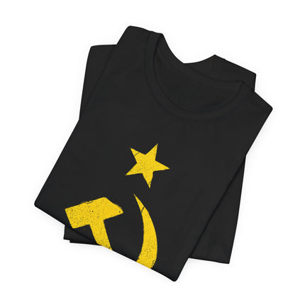 Vintage Hammer & Sickle Star T-Shirt | USSR Soviet Communist Gold Grunge