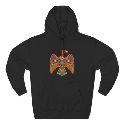 Huichol Vulture Hoodie | Colorful Indigenous Art Graphic Pullover Hoodie