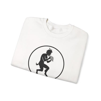 Graphic print of Pan God Satyr on a unisex pullover sweatshirt featuring Thelema art.