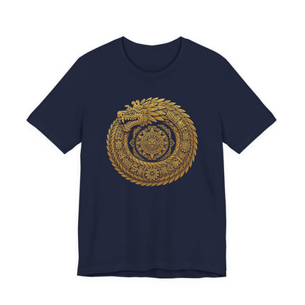 Golden Feathered Serpent Tee - Sacred Geometry Mandala T-Shirt