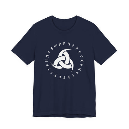Odin's horns rune circle Norse Viking graphic tee design.