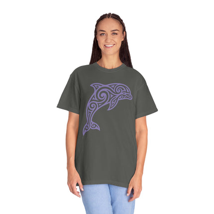 Tribal Dolphin Swirl Art Graphic T-Shirt | Ocean Animal Tee | Comfort Colors
