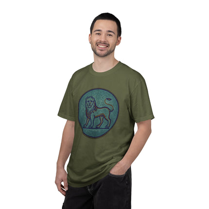 Blue Grey Mosaic Lion T-Shirt | Ancient Animal Graphic Tee | Comfort Colors