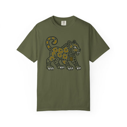 Mayan Jaguar T-Shirt | Turquoise Mesoamerican Animal Graphic Tee