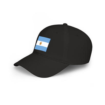 Black baseball cap featuring the official flag of Argentina.