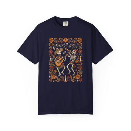 Mexican Day of the Dead T-Shirt | Dancing Skeletons and Flowers