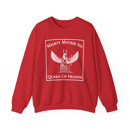 Isis Mighty Mother Queen of Heaven Egyptian goddess graphic sweatshirt design.