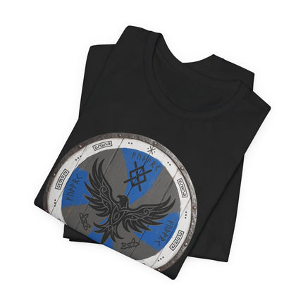 Viking Raven Shield T-Shirt - Norse Mythology Warrior Tee