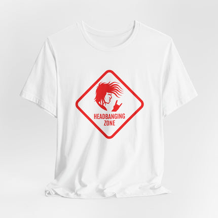 Headbanging Zone rock graphic t-shirt featuring a metal silhouette design.