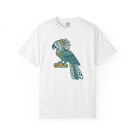 Mayan Parrot T-Shirt | Green Mesoamerican Inspired Bird Graphic