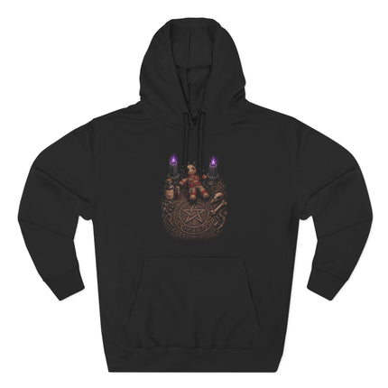Dark Magic Ritual Table Hoodie - Gothic Doll & Occult Pentagram Pullover
