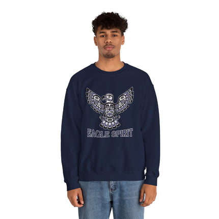 Eagle Spirit tribal art sweatshirt featuring a detailed Native American style eagle graphic.