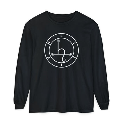 Lilith Sigil Long Sleeve T-Shirt | White Circular Occult Graphic Tee