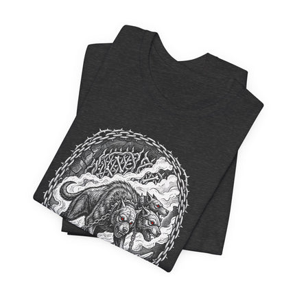 Cerberus Guarding Hades Gate Greek Mythology T-Shirt - Neo-Traditional Art