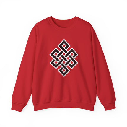 Endless Knot Buddhist Symbol Sweatshirt | Black and White Unisex Pullover V1