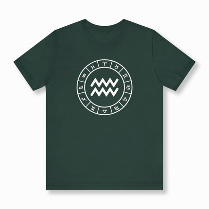Aquarius Zodiac Wheel T-Shirt | Symbolic Design Unisex Tee | V2